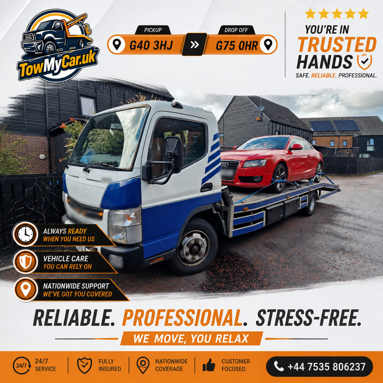 ACCIDENT in Richmond upon Thames, unparished area → Oxford, unparished area — TowMyCar UK roadside recovery
