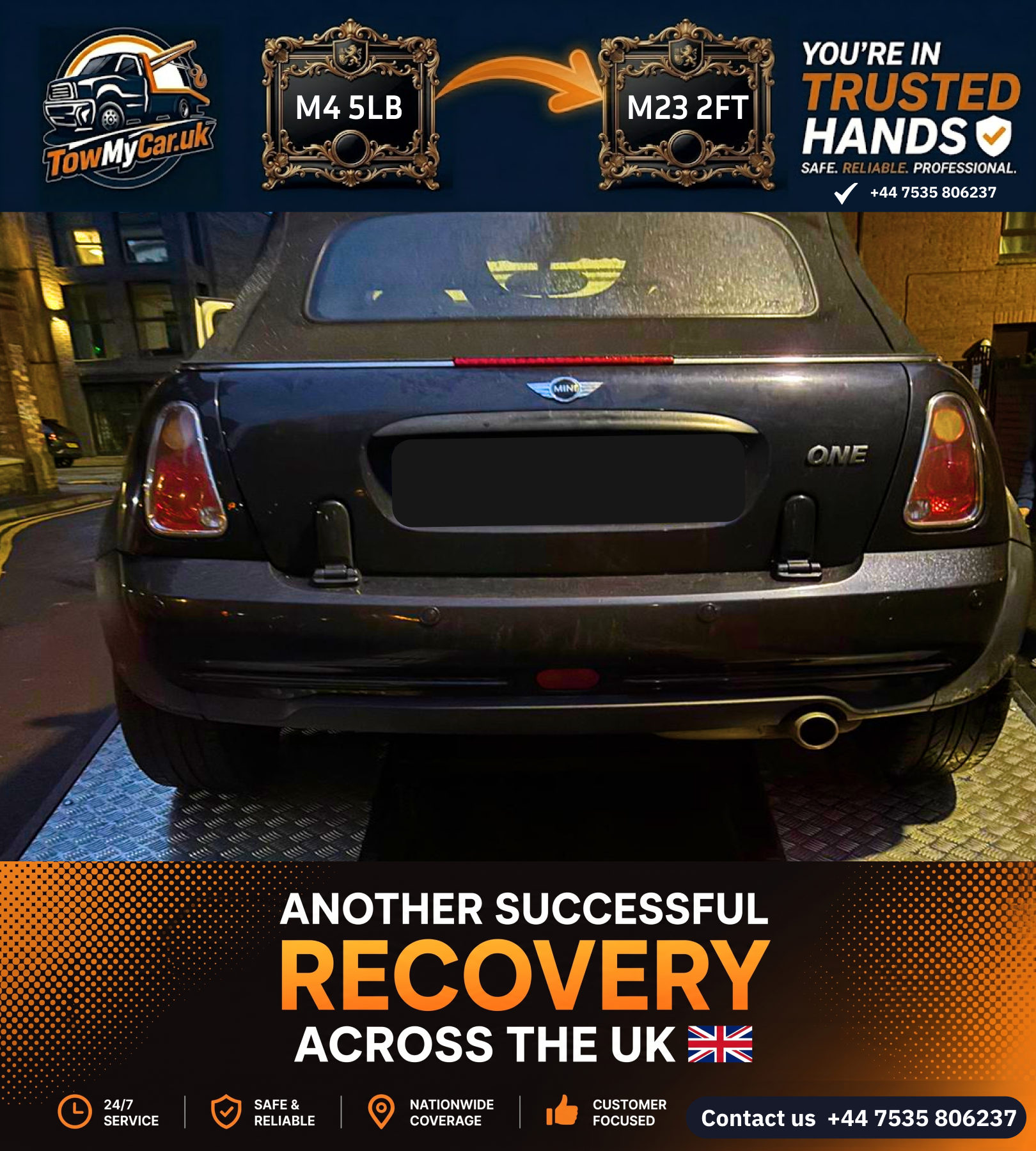 ACCIDENT in Westminster, unparished area → Oxford, unparished area — TowMyCar UK roadside recovery