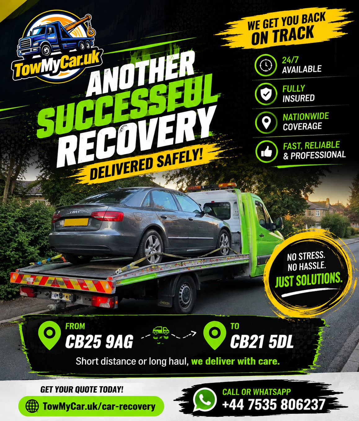 BREAKDOWN in Stow cum Quy → Fulbourn — TowMyCar UK roadside recovery