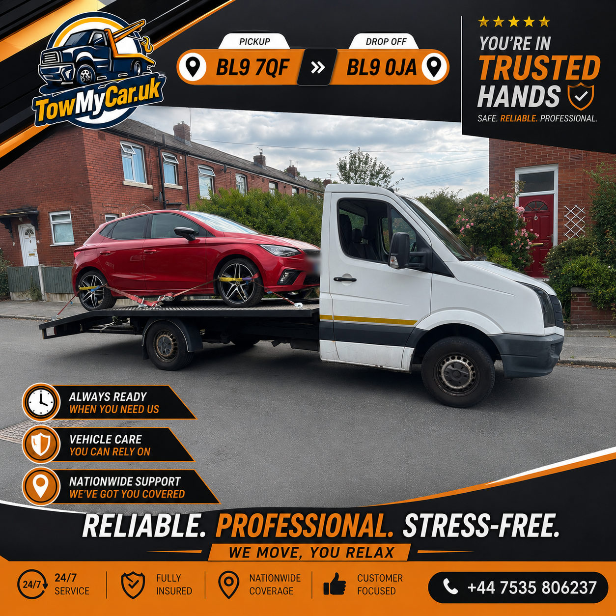 RECOVERY in Bury, unparished area → Bury, unparished area — TowMyCar UK roadside recovery
