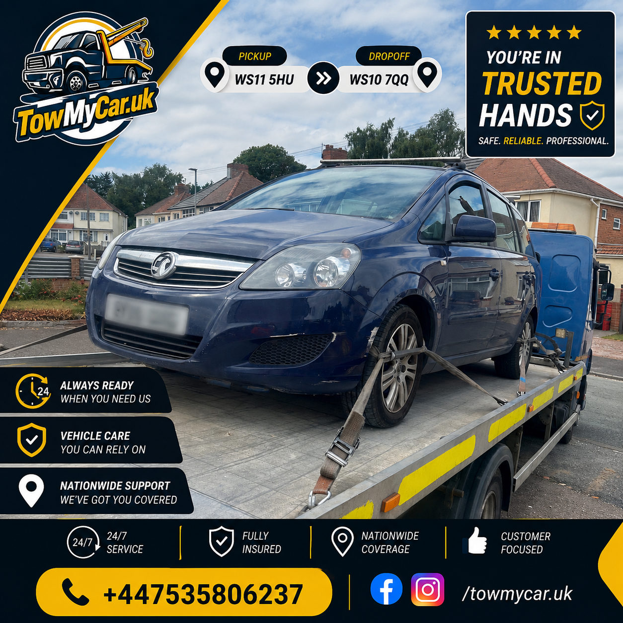 RECOVERY in Cannock Chase, unparished area → Walsall, unparished area — TowMyCar UK roadside recovery