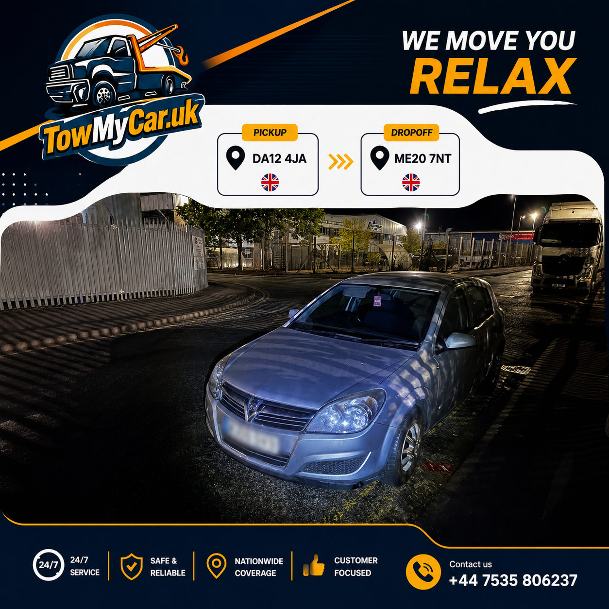 RECOVERY in Gravesham, unparished area → Aylesford — TowMyCar UK roadside recovery