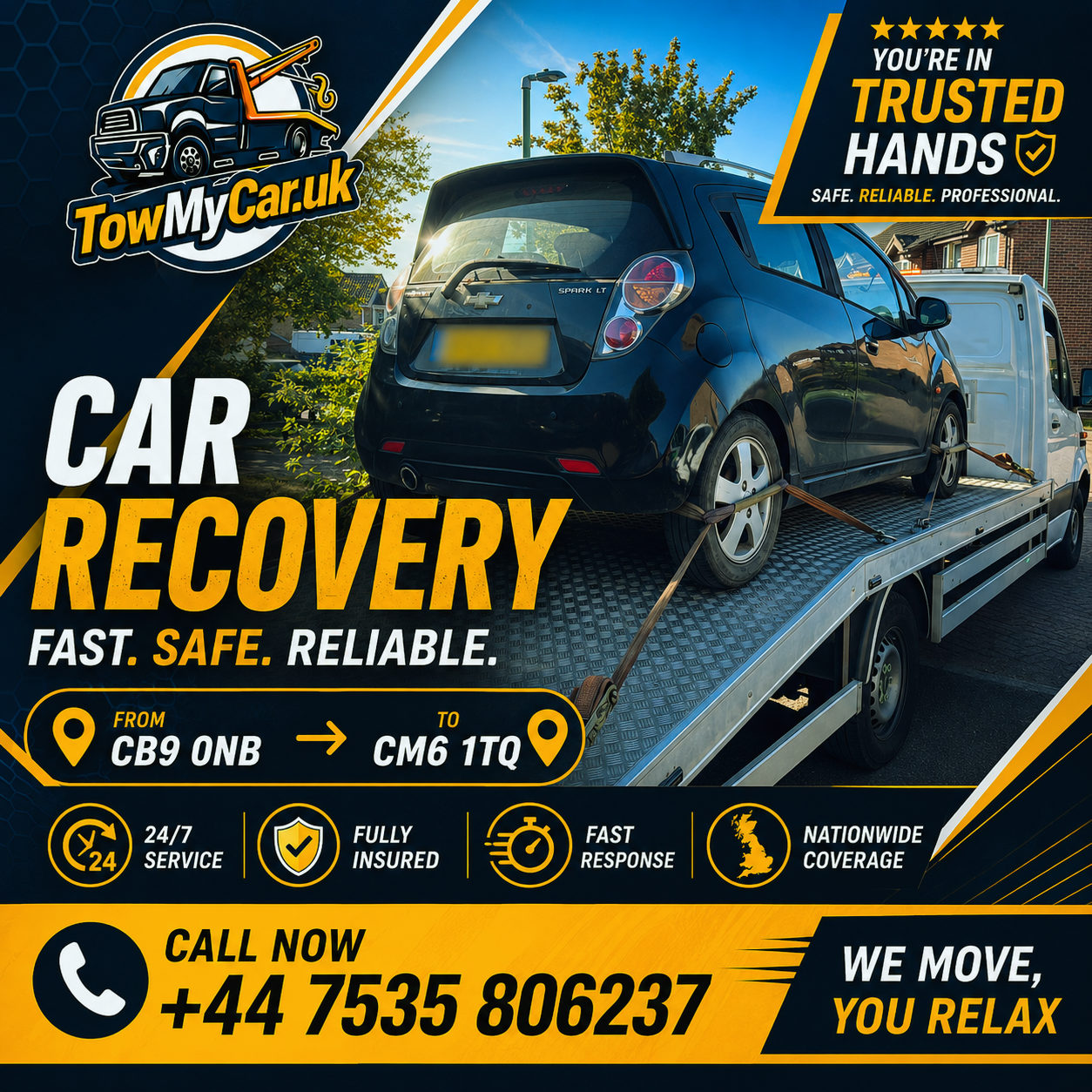 RECOVERY in Haverhill → Little Canfield — TowMyCar UK roadside recovery