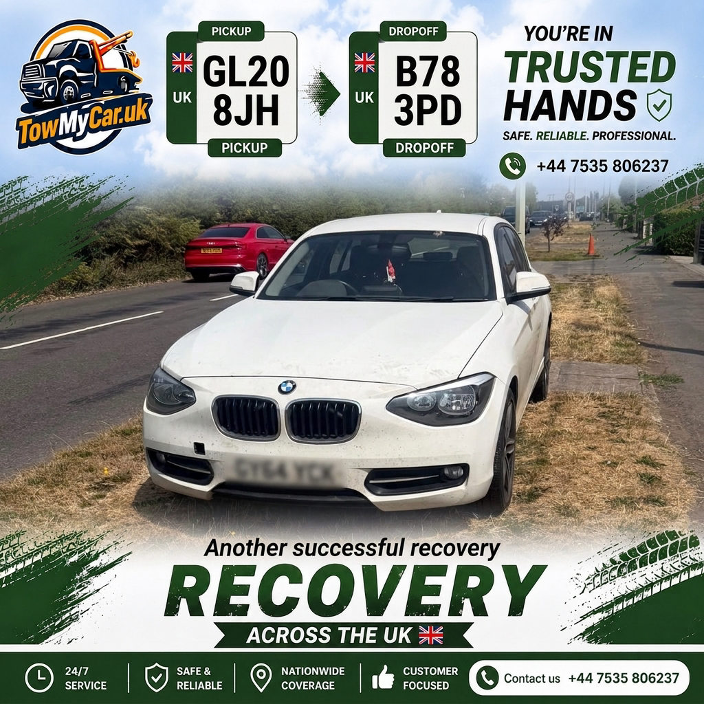 RECOVERY in Northway → Fazeley — TowMyCar UK roadside recovery