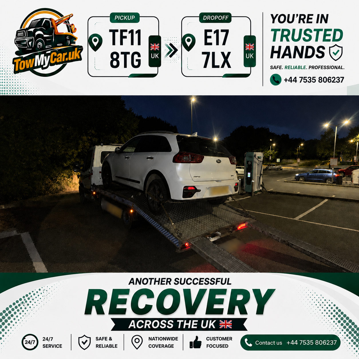 RECOVERY in Shifnal → Waltham Forest, unparished area — TowMyCar UK roadside recovery
