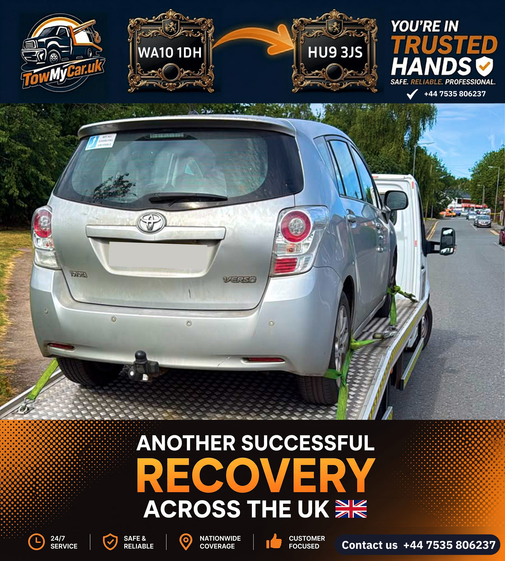 Recovery in St. Helens, unparished area → Kingston upon Hull, City of, unparished area — TowMyCar UK roadside recovery