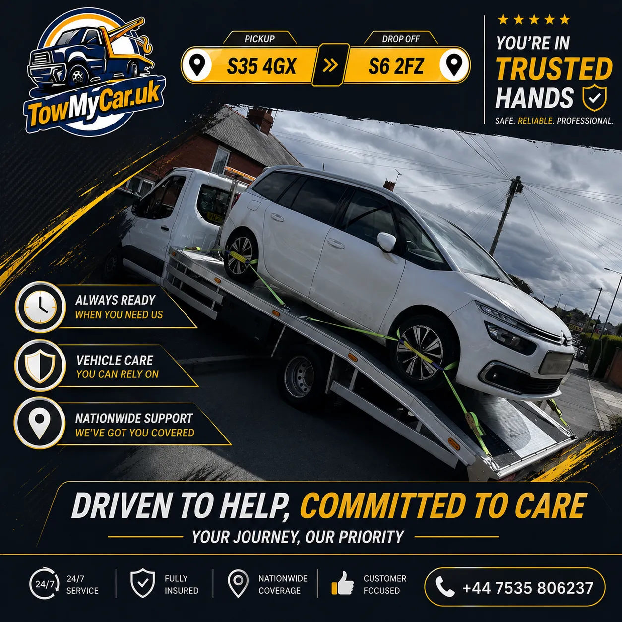 RECOVERY in Westminster, unparished area → Westminster, unparished area — TowMyCar UK roadside recovery