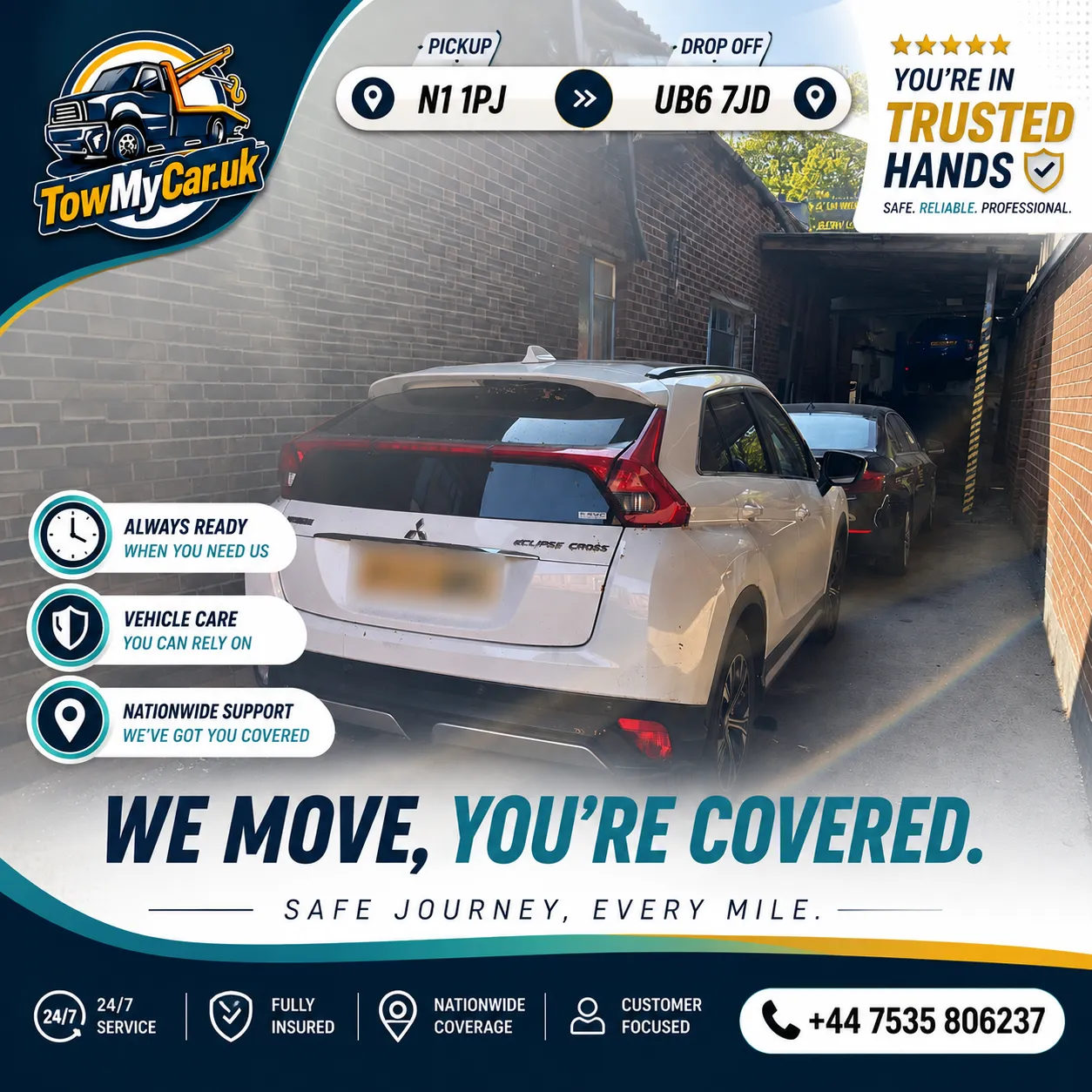 RECOVERY in Wigan, unparished area → Parton — TowMyCar UK roadside recovery