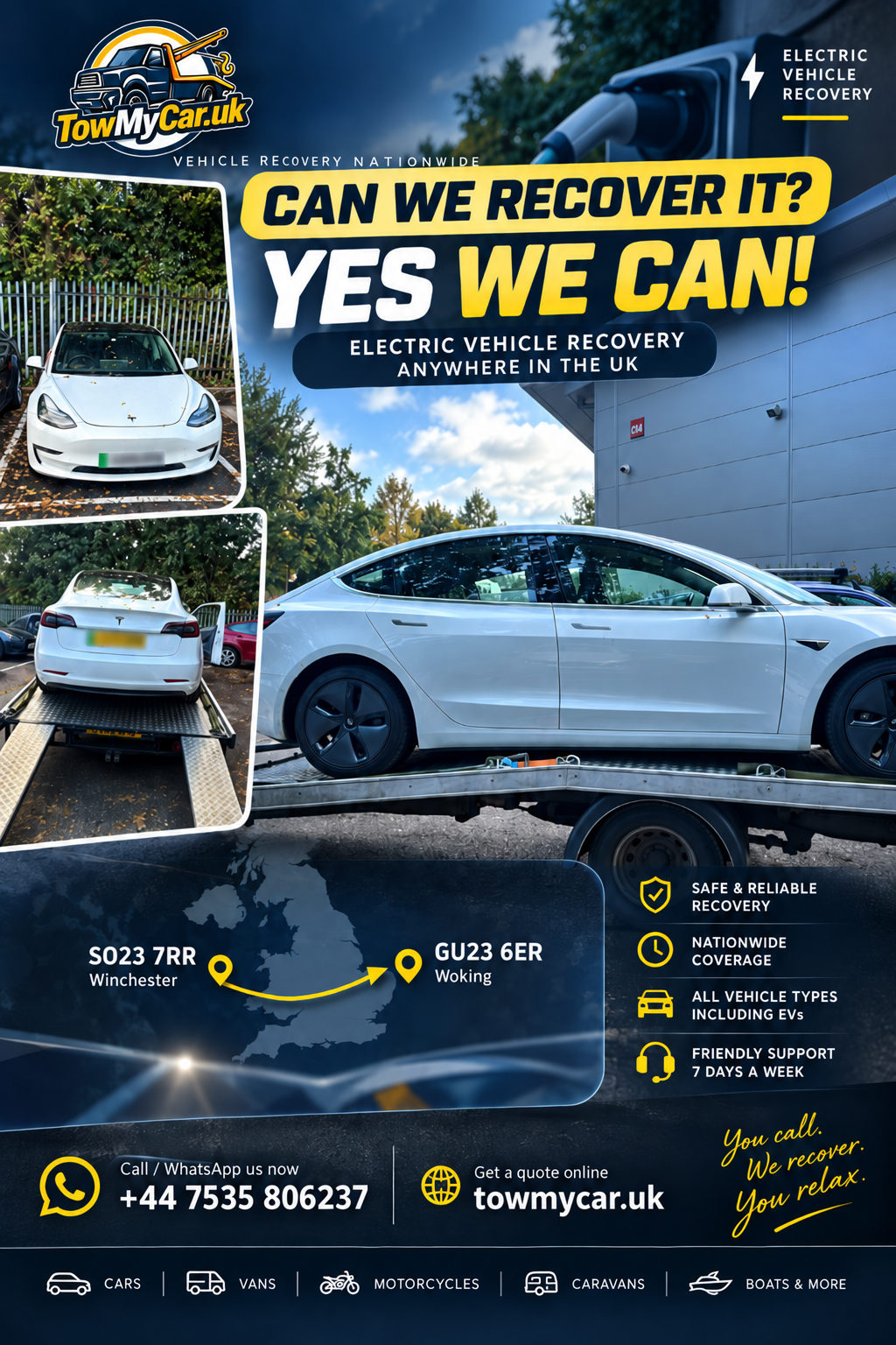 RECOVERY in Winchester, unparished area → Ripley — TowMyCar UK roadside recovery