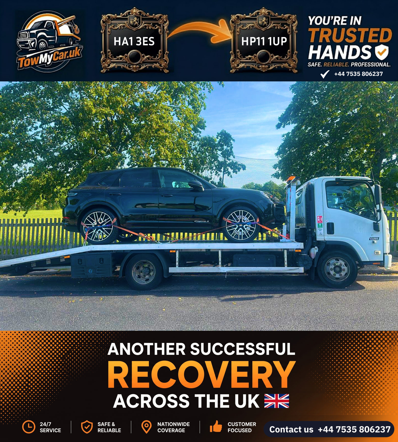 Recovery in Harrow, unparished area → Buckinghamshire, unparished area — TowMyCar UK roadside recovery