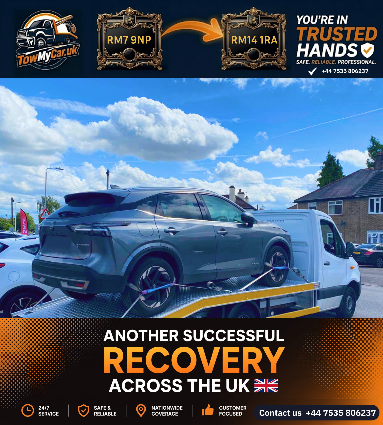 Recovery in Havering, unparished area → Havering, unparished area — TowMyCar UK roadside recovery
