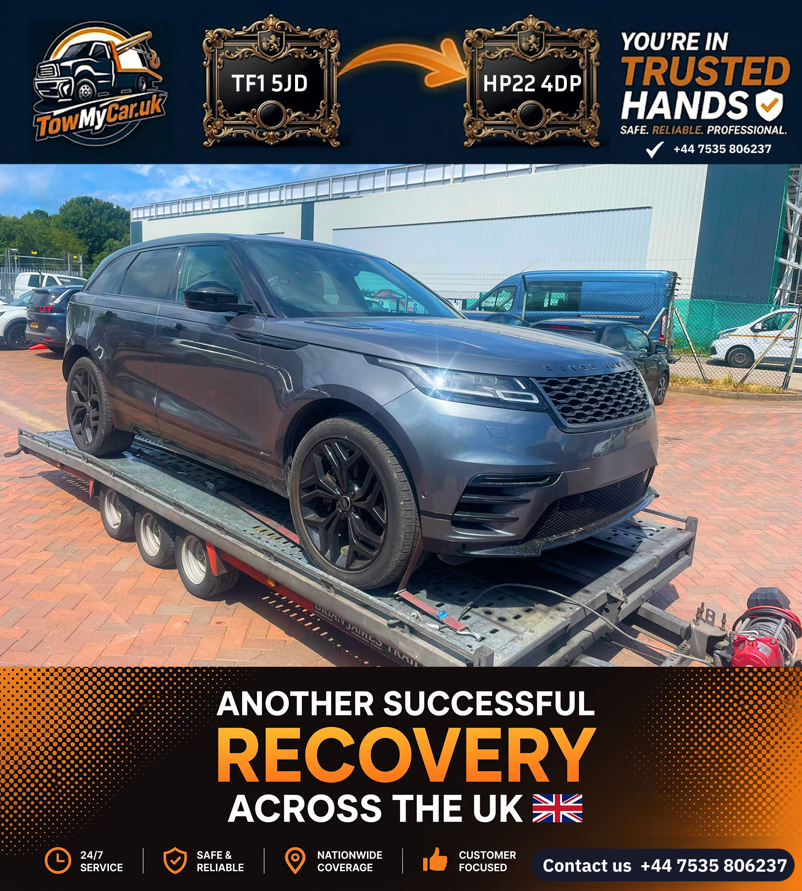 Recovery in Ketley → Weedon — TowMyCar UK roadside recovery