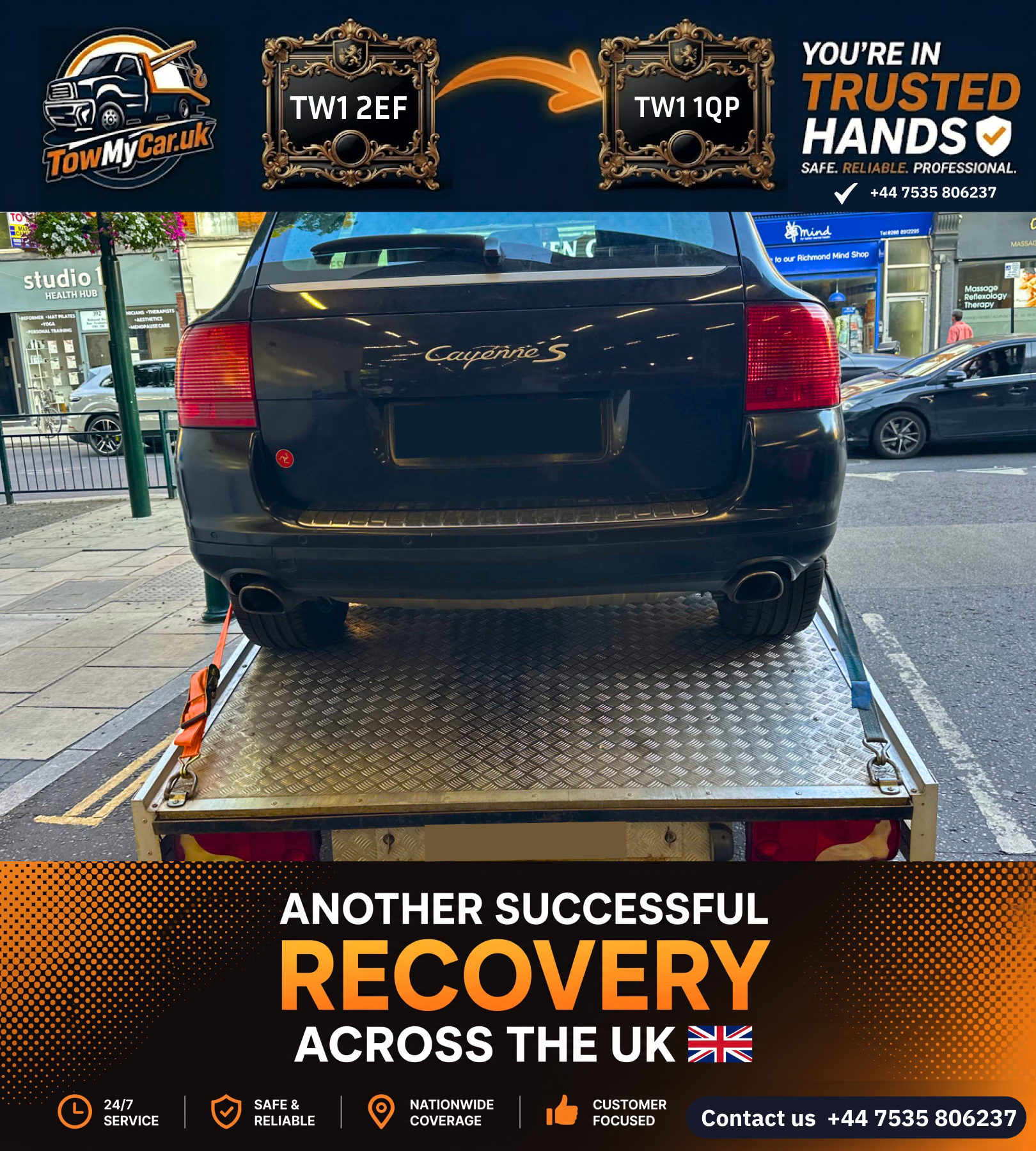 Recovery in Richmond upon Thames, unparished area → Richmond upon Thames, unparished area — TowMyCar UK roadside recovery