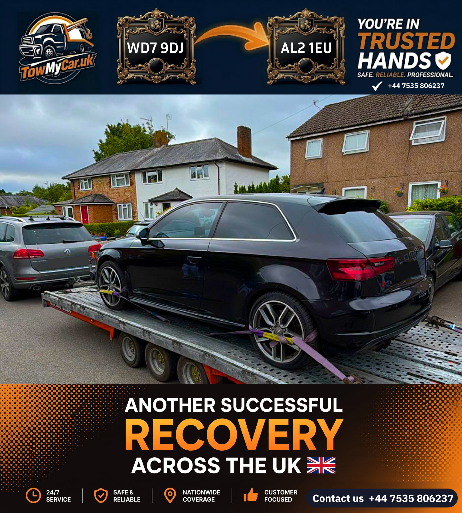 Recovery in Shenley → London Colney — TowMyCar UK roadside recovery