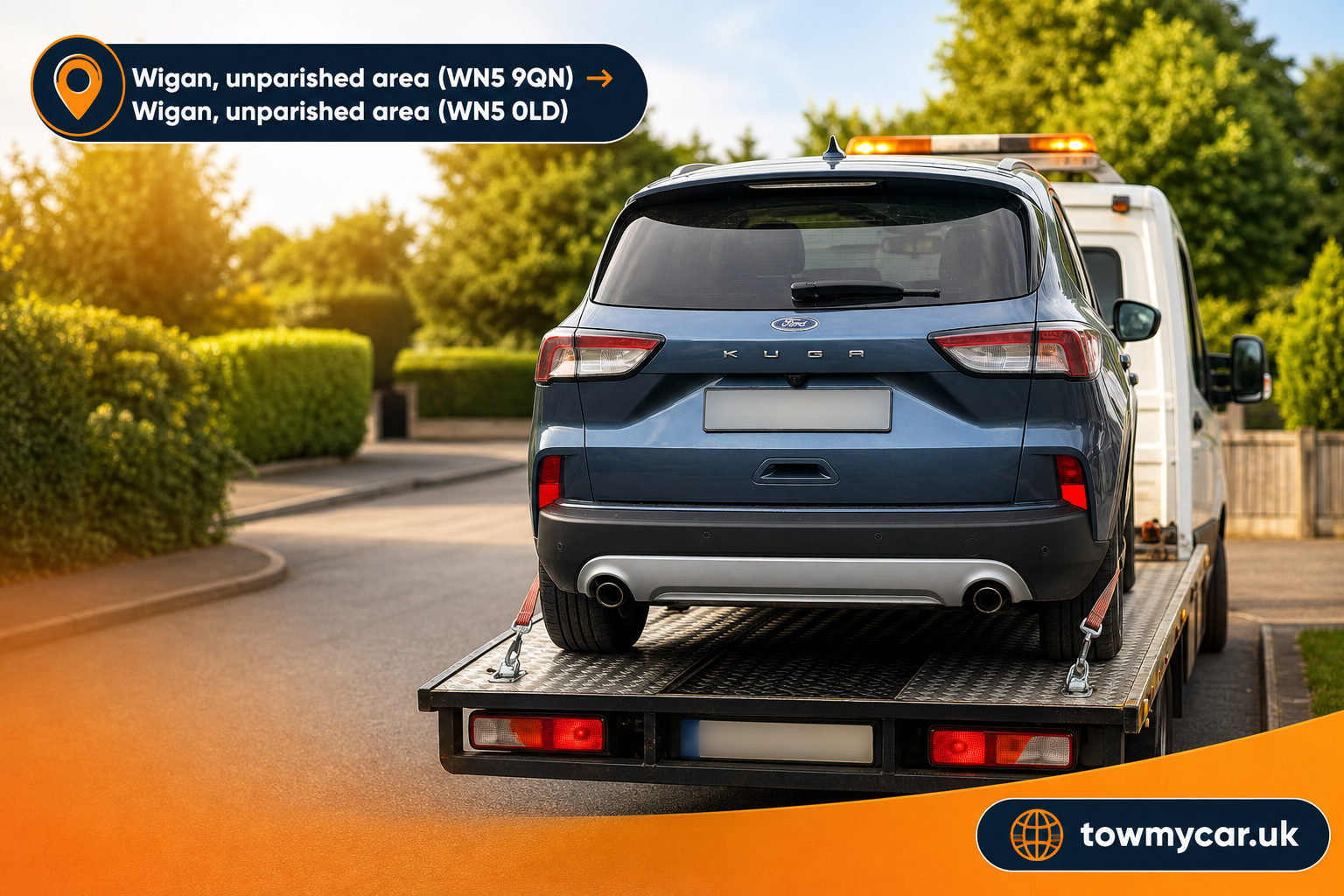 Recovery in Wigan, unparished area → Wigan, unparished area — TowMyCar UK roadside recovery